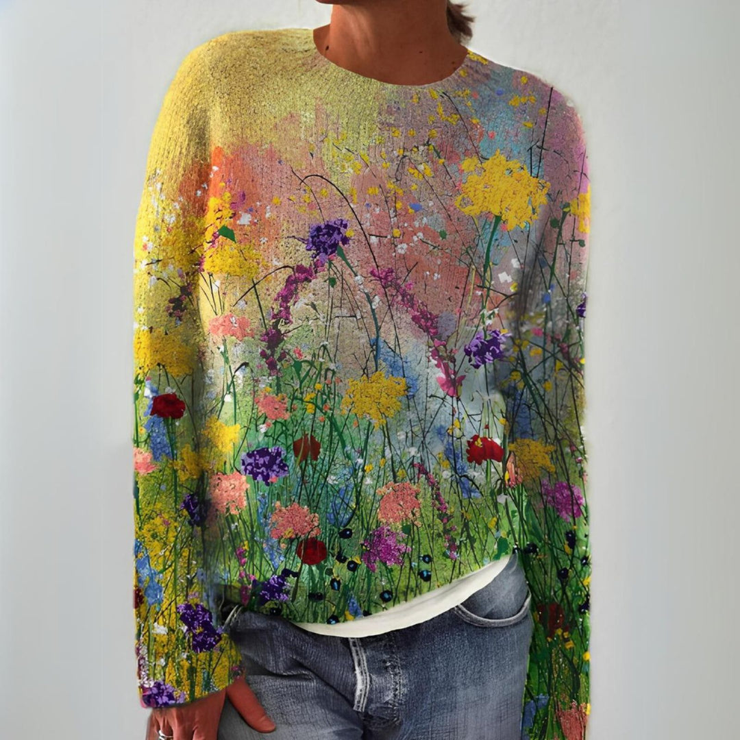 Marta Pull Femme – Pull Vintage à Fleurs Élégant & Confortable au Style Intemporel