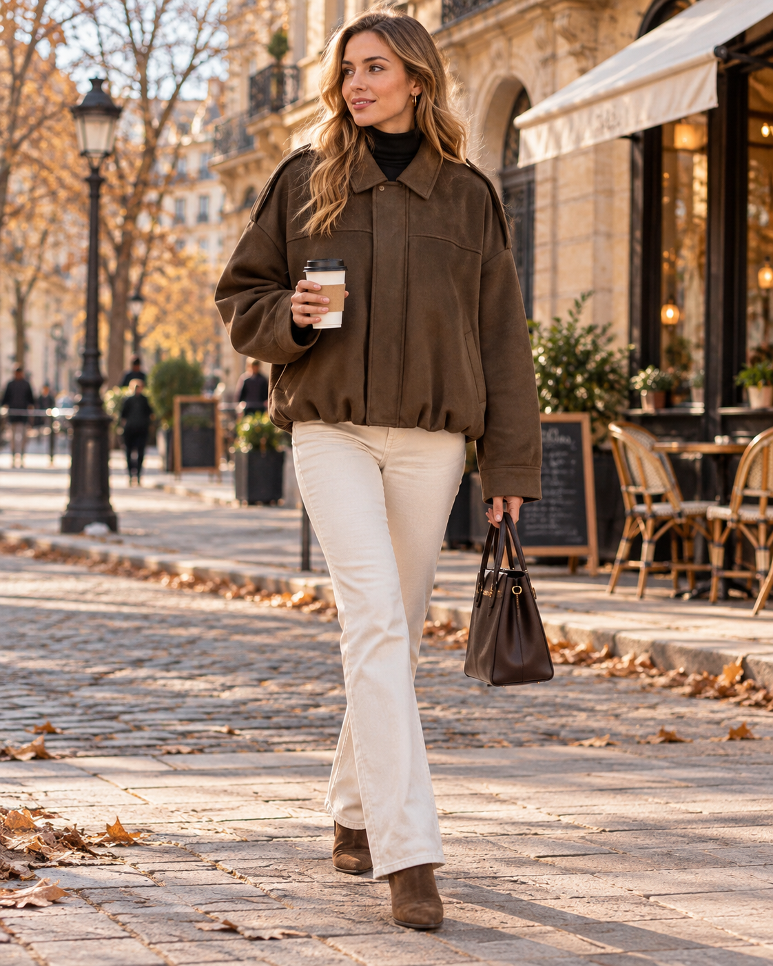 Wynona Bomber Femme Court Oversize en Suédine avec Manches Chauve-Souris
