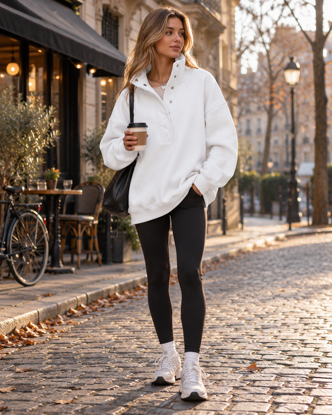 Brietta γυναικείο oversized φούτερ Henley - πουλόβερ με μακριά μανίκια και λαιμόκοψη με σούστες