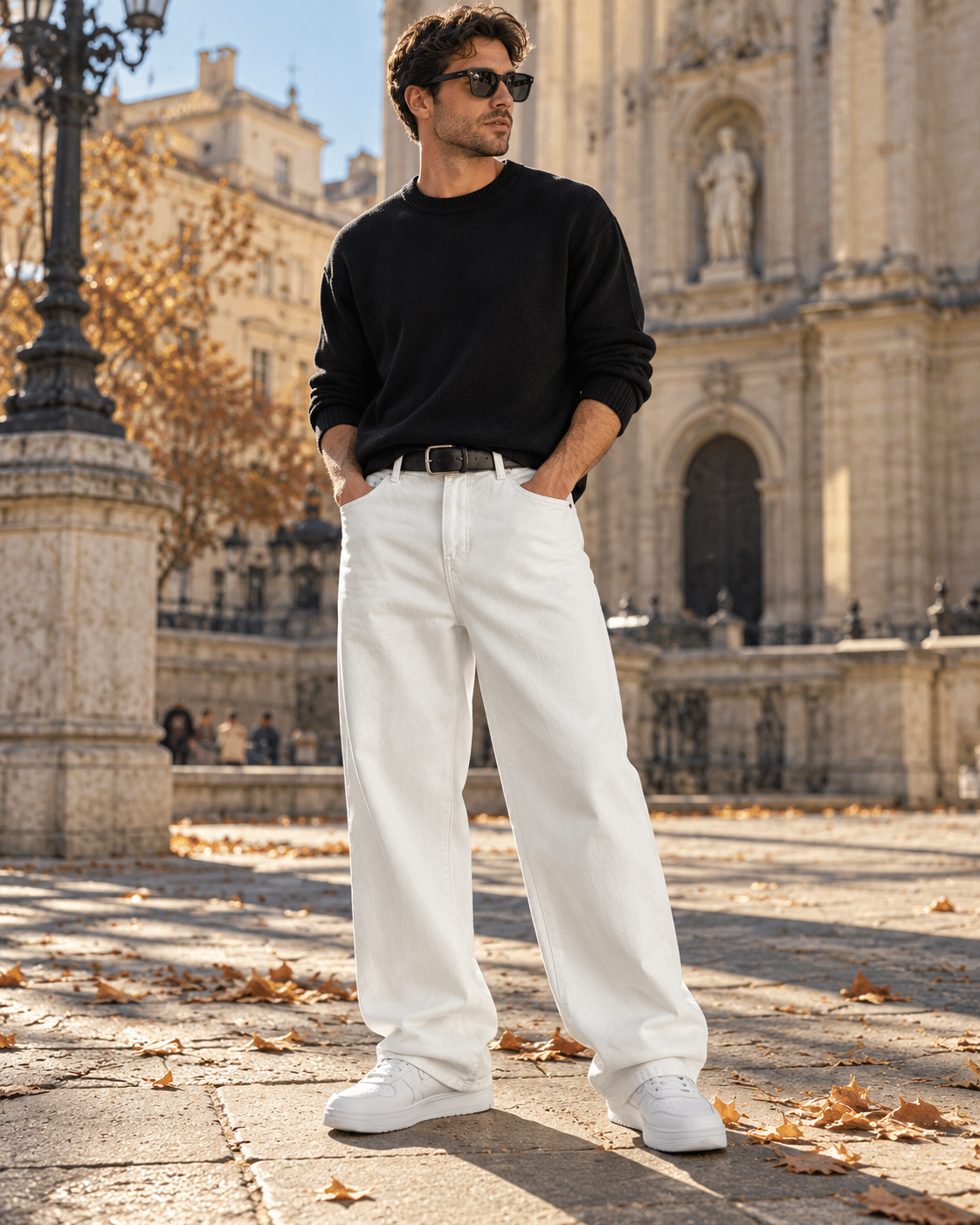 Nikolai Jean Baggy à Jambes Larges Homme – Coupe Streetwear Décontractée et Denim Extensible 340 GSM