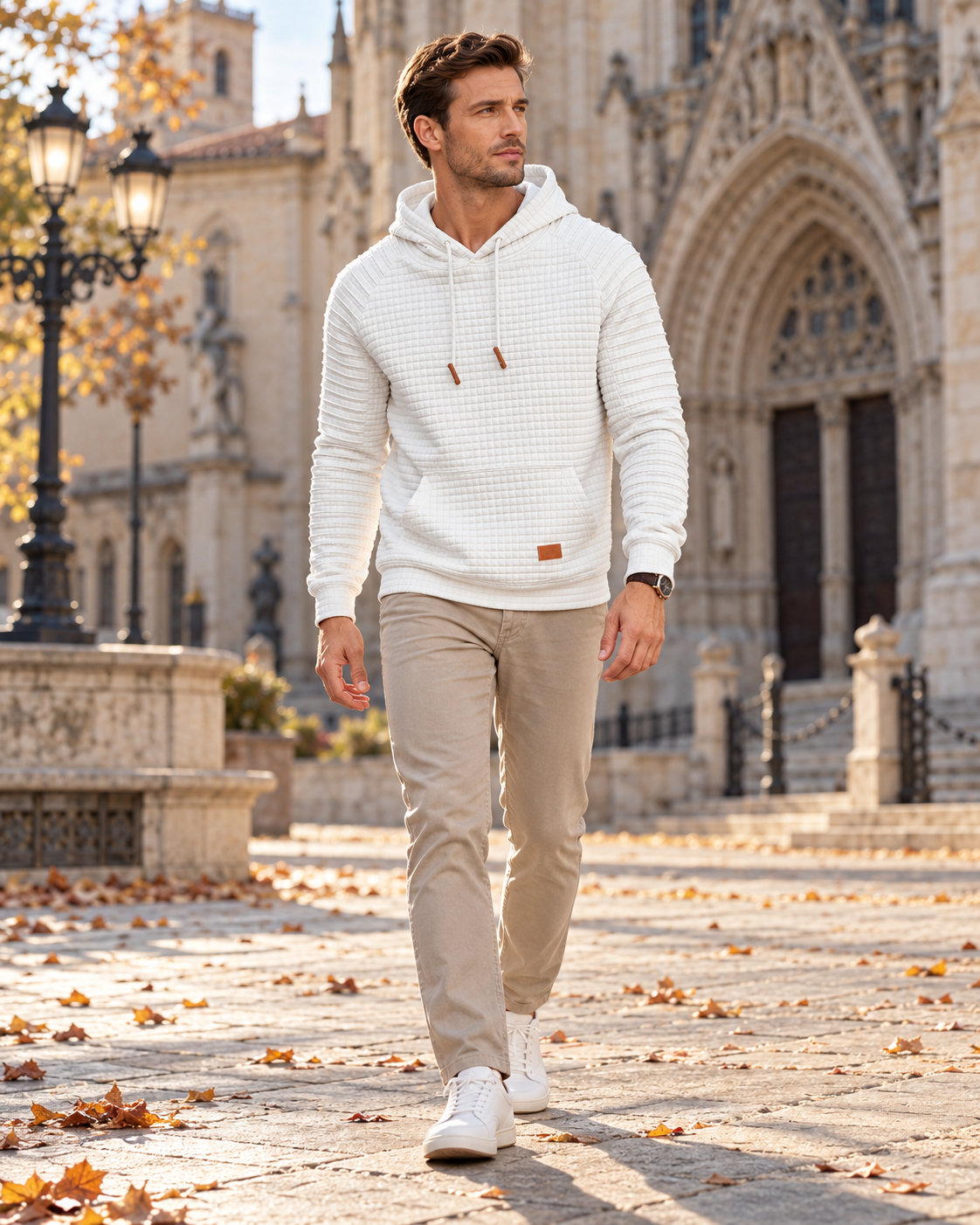 Harvey Sweat Homme Texturé à Capuche - Cordon Réglable et Grande Poche Kangourou