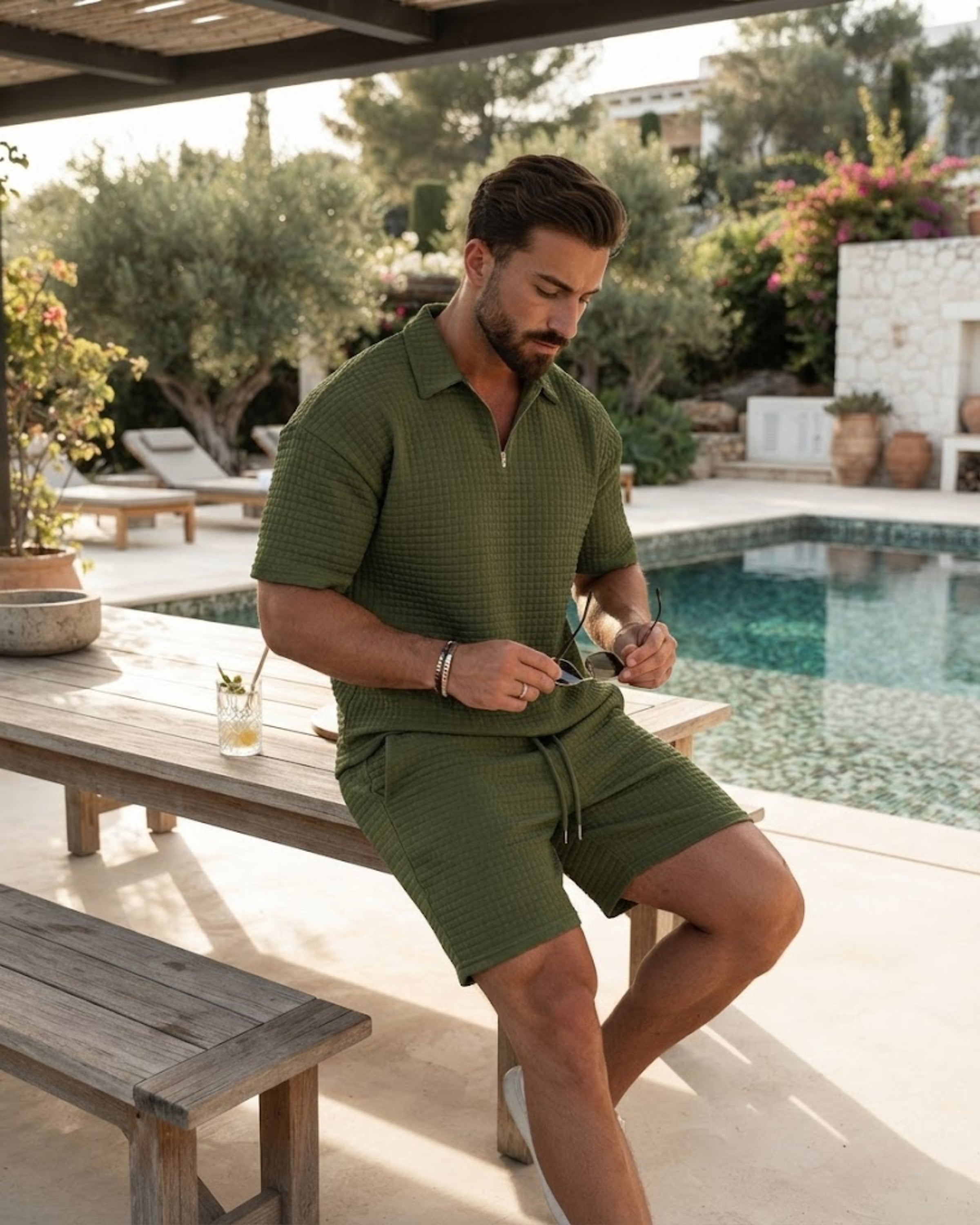 Silas Ensemble Homme de Luxe – Polo z prodyšné bavlny a odpovídající šortky, letní pohodlí