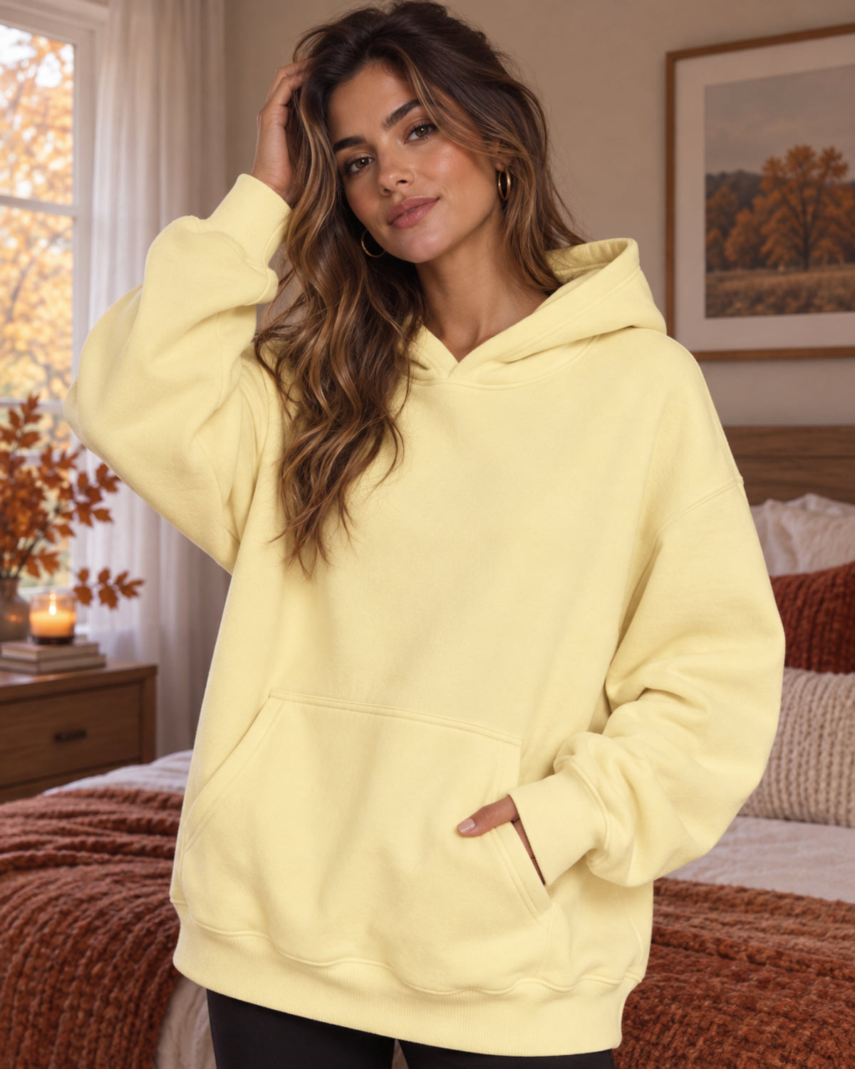 Nadia Γυναικείο oversized φούτερ με κουκούλα – Μακριά μανίκια & τσέπη καγκουρό