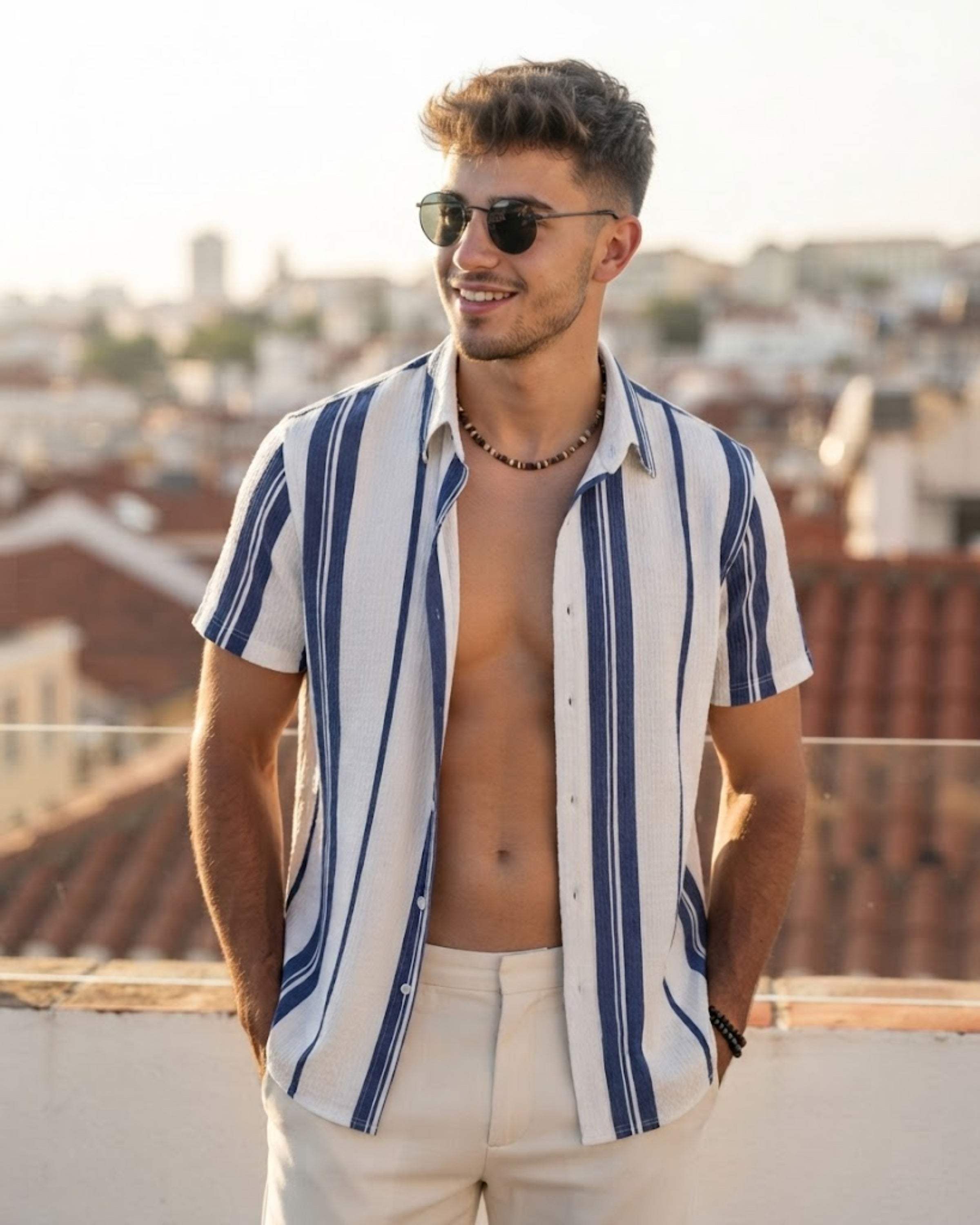 Ben Camicia Uomo – Camicia Stretch Slim Fit, Senza Pieghe & Maniche Corte