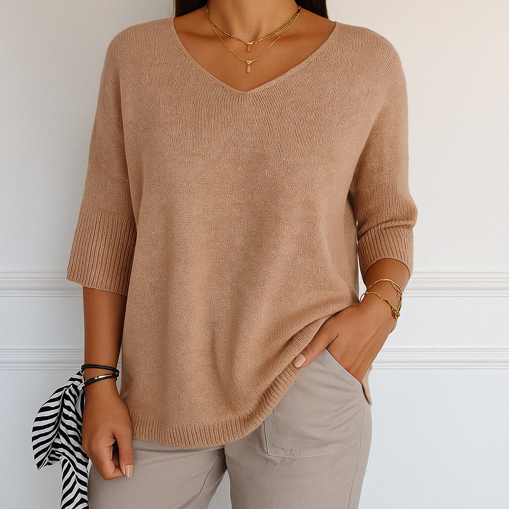 Coraline Pull Col V Femme – Feinstrick, weich & elegant für einen raffinierten Stil