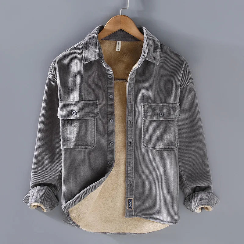Emerson Corduroy Velvet Jacket Men – Warm Fleece Lining & Casual Style