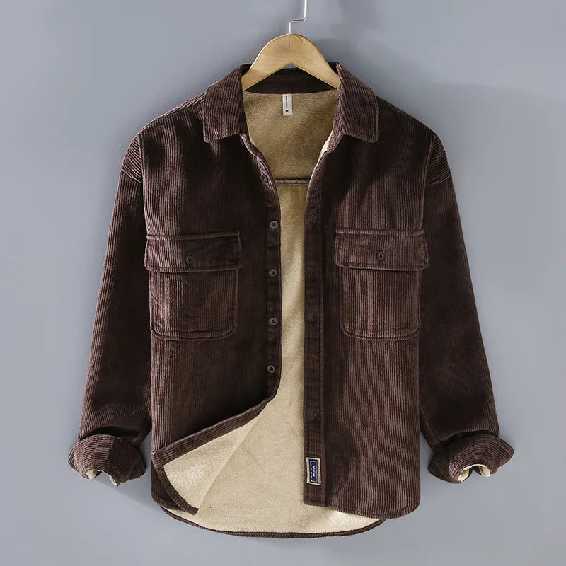 Emerson Corduroy Velvet Jacket Men – Warm Fleece Lining & Casual Style