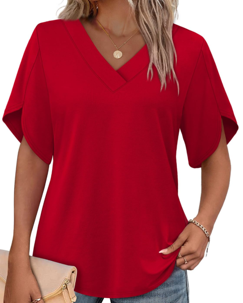 Ayla Top Femme – Blúzka s výstrihom do V a elegantnými okvetnými rukávmi, letný voľný strih