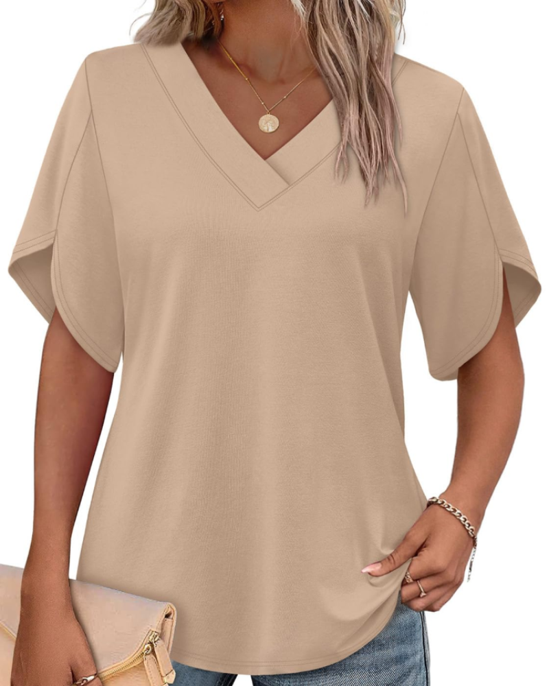 Ayla Top Femme – Blúzka s výstrihom do V a elegantnými okvetnými rukávmi, letný voľný strih