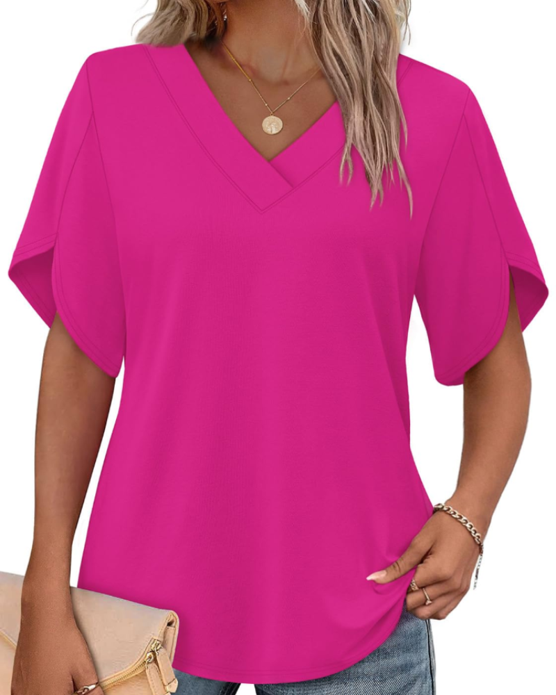 Ayla Top Femme – Blúzka s výstrihom do V a elegantnými okvetnými rukávmi, letný voľný strih