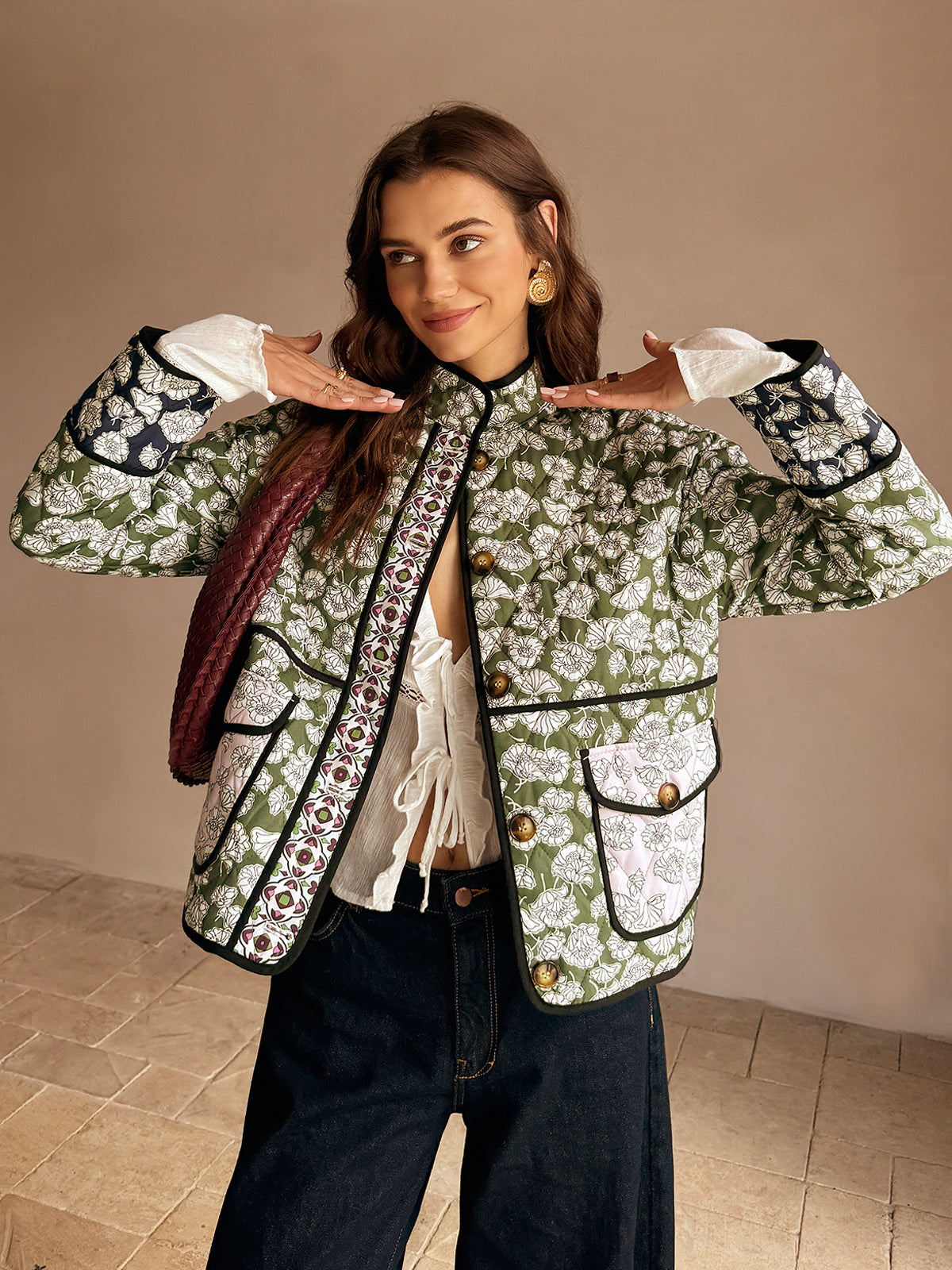 Lennox Veste Matelassée Fleurie – Multicolore, Bohème et Authentique pour un Style Unique