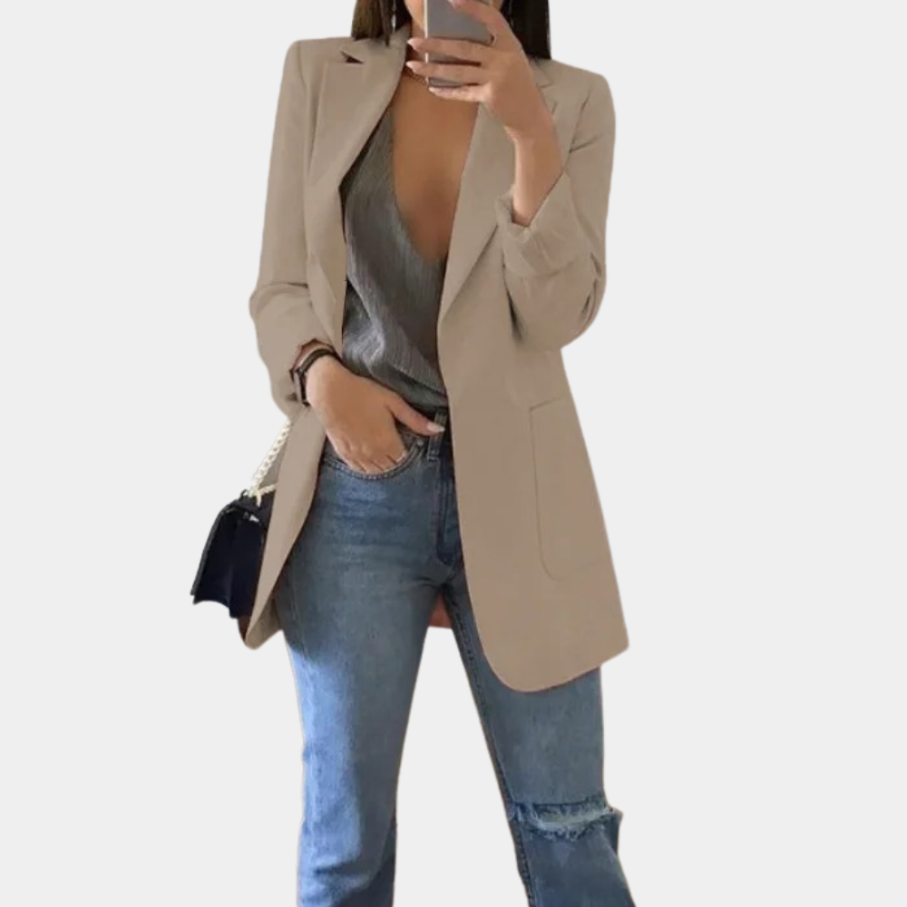 Blazer Bella Mulher – Blazer Elegante de Mangas Compridas com Corte Estiloso e Moderno