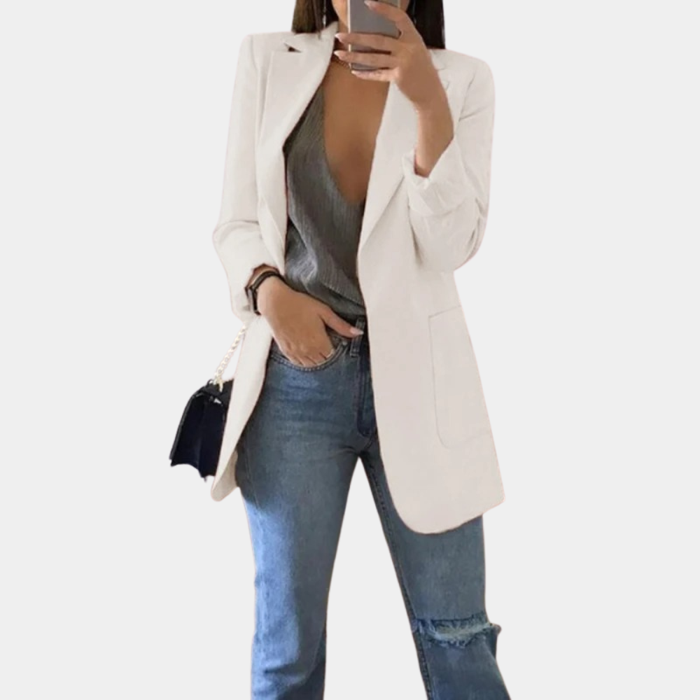 Blazer Bella Mulher – Blazer Elegante de Mangas Compridas com Corte Estiloso e Moderno