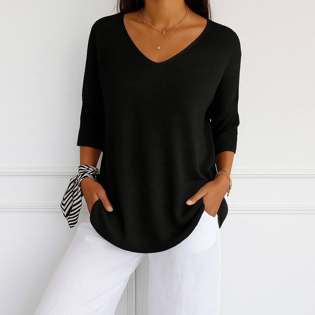 Coraline Pull Col V Femme – Feinstrick, weich & elegant für einen raffinierten Stil