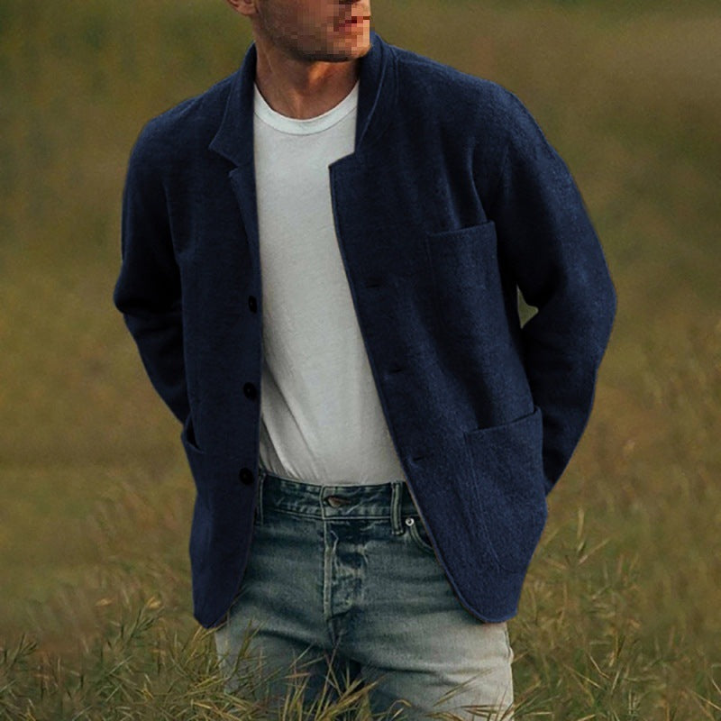 Dexter Veste Décontractée pour Hombre – Tissu texturé avec fermeture à boutons et poches avant