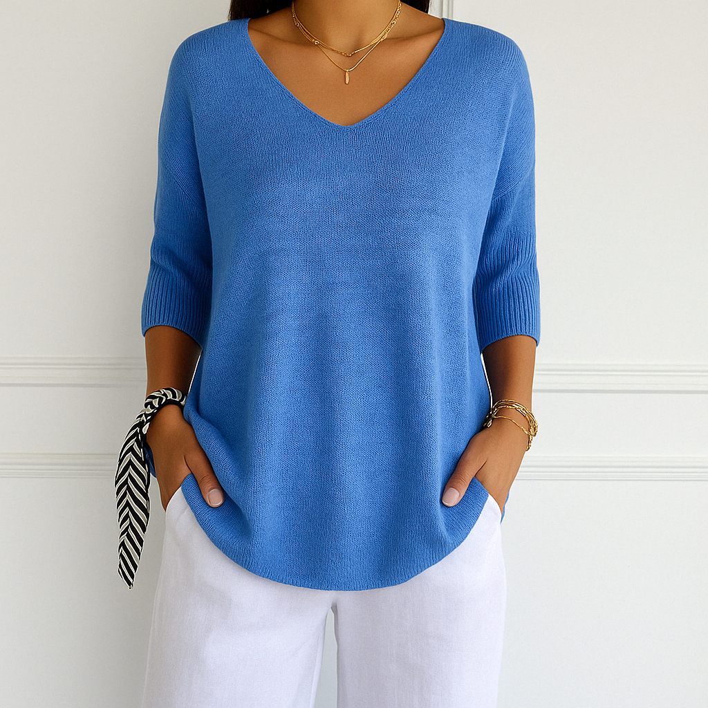 Coraline Pull Col V Femme – Feinstrick, weich & elegant für einen raffinierten Stil