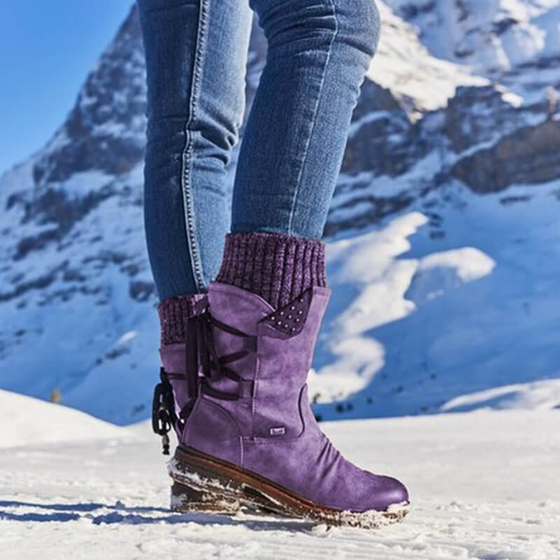 Stivali da neve da donna Juliana – Stivali invernali di media altezza in resistente pelle PU e suola robusta