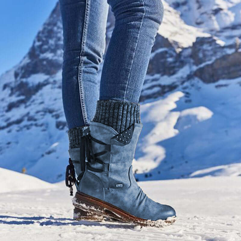 Stivali da neve da donna Juliana – Stivali invernali di media altezza in resistente pelle PU e suola robusta