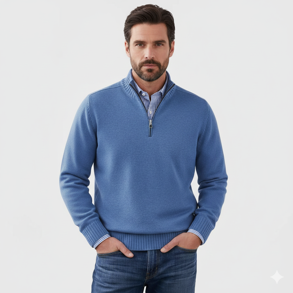 Brad Pull Quarter-Zip Pánský – Měkký Prodyšný Svetr s Límcem na Zip a Regular Střihem