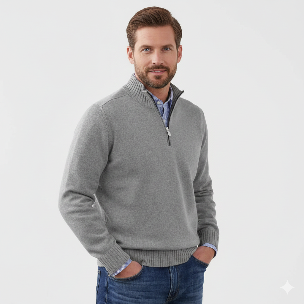 Brad Pull Quarter-Zip Pánský – Měkký Prodyšný Svetr s Límcem na Zip a Regular Střihem