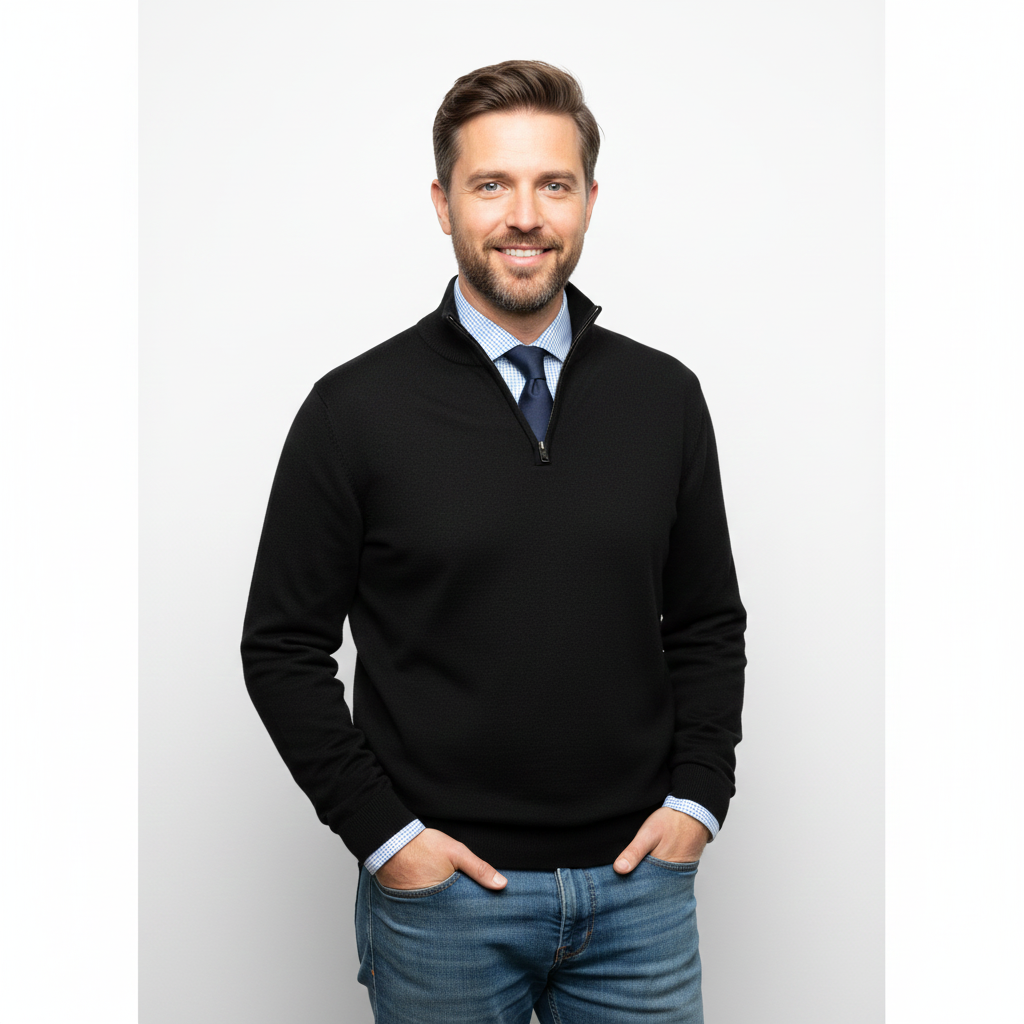 Brad Pull Quarter-Zip Pánský – Měkký Prodyšný Svetr s Límcem na Zip a Regular Střihem