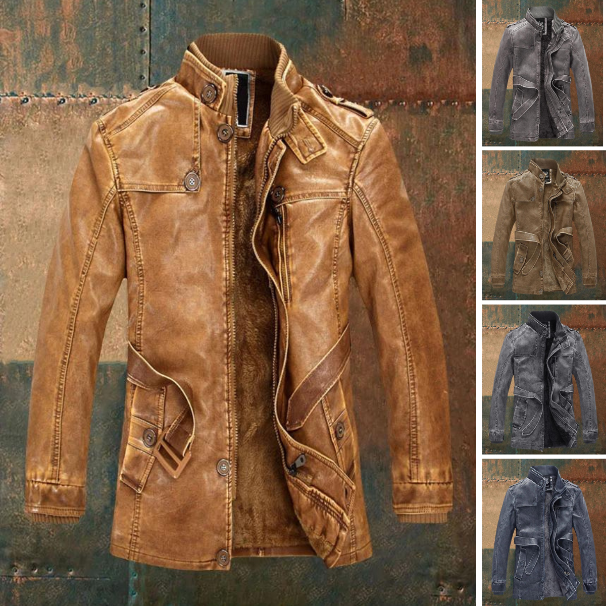 Shon Veste Homme Cuir Vintage – Styl retro elegantní s teplou podšívkou a klasickými knoflíky