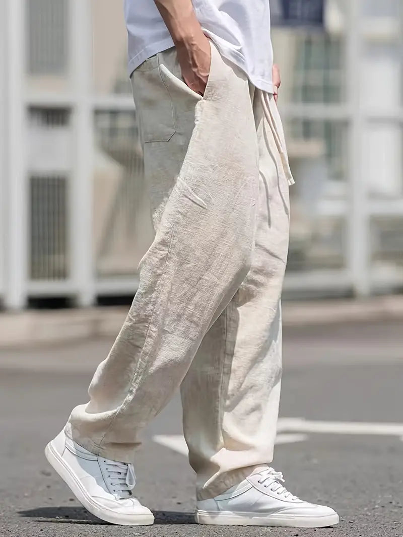 Pantalon en Lin pour Hombre Liam – Pantalon Estival Ample con Confort Respirante y Diseño Durable