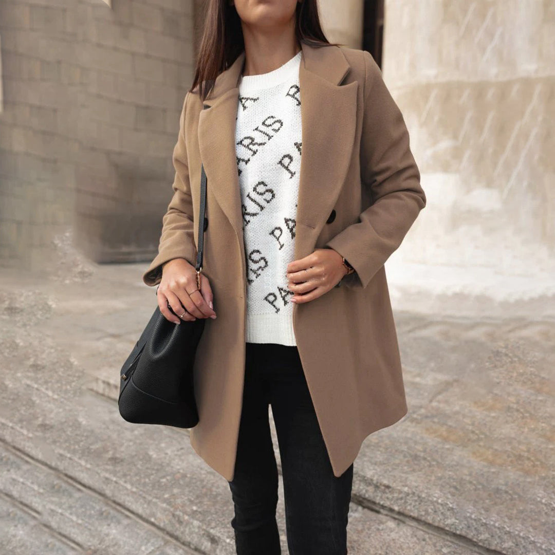 Soleil Manteau Femme – Long Manteau d’Hiver Élégant & Confortable au Style Chic