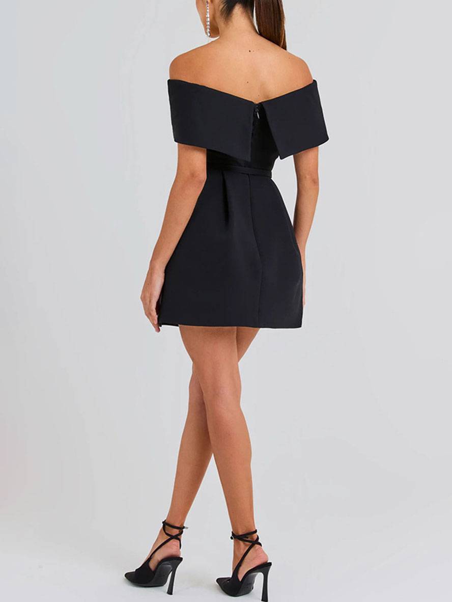 Haziel Cocktailjurk Dames – Mouwloze Skaterjurk met Boothals, Tailleband & Elegante Snit