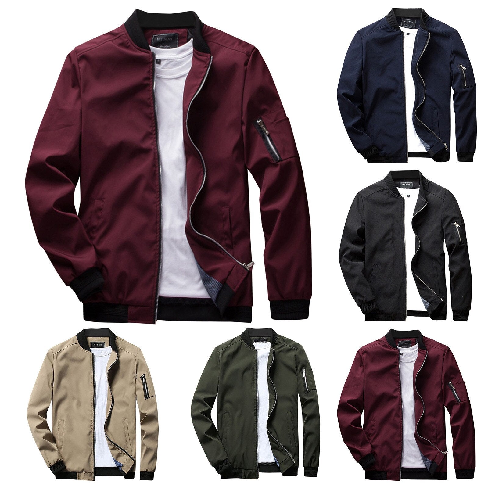 Tyler Veste Zippée para Hombre – Corte recto con bolsillo en la manga y puños acanalados