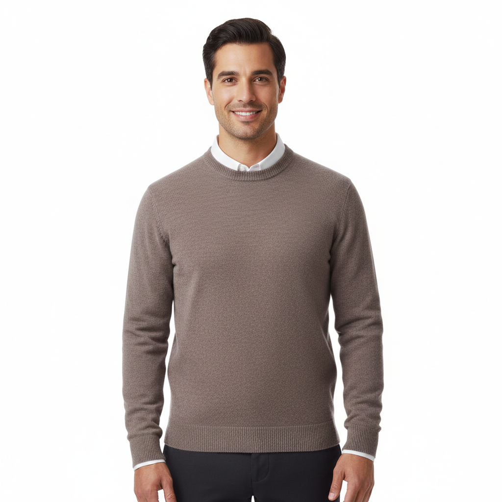 Cameron Pánský Svetr s Kulatým Výstřihem – Elegantní a Prodyšný Svetr z Prémiové Merino Vlny