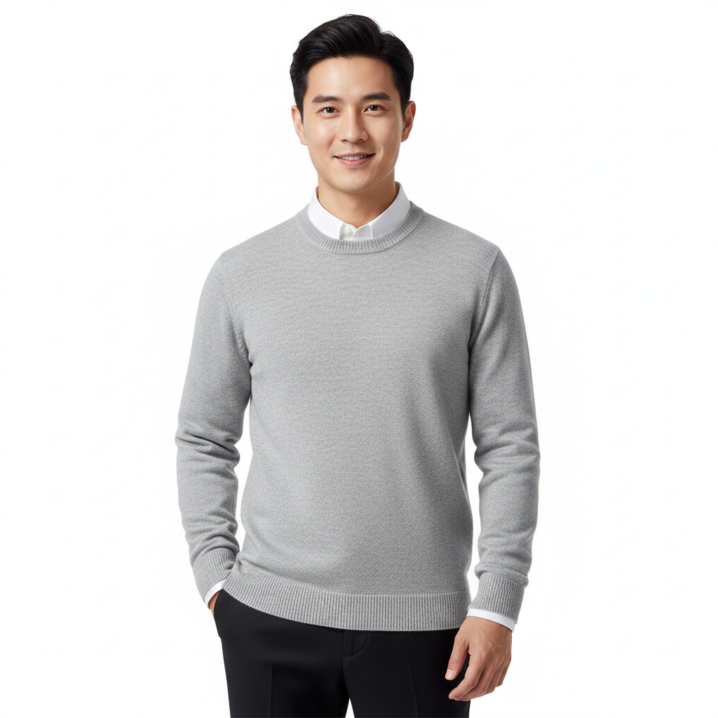 Cameron Pánský Svetr s Kulatým Výstřihem – Elegantní a Prodyšný Svetr z Prémiové Merino Vlny