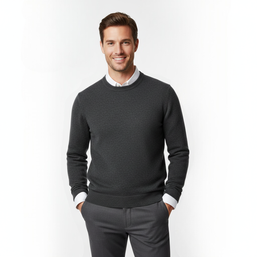 Cameron Pánský Svetr s Kulatým Výstřihem – Elegantní a Prodyšný Svetr z Prémiové Merino Vlny
