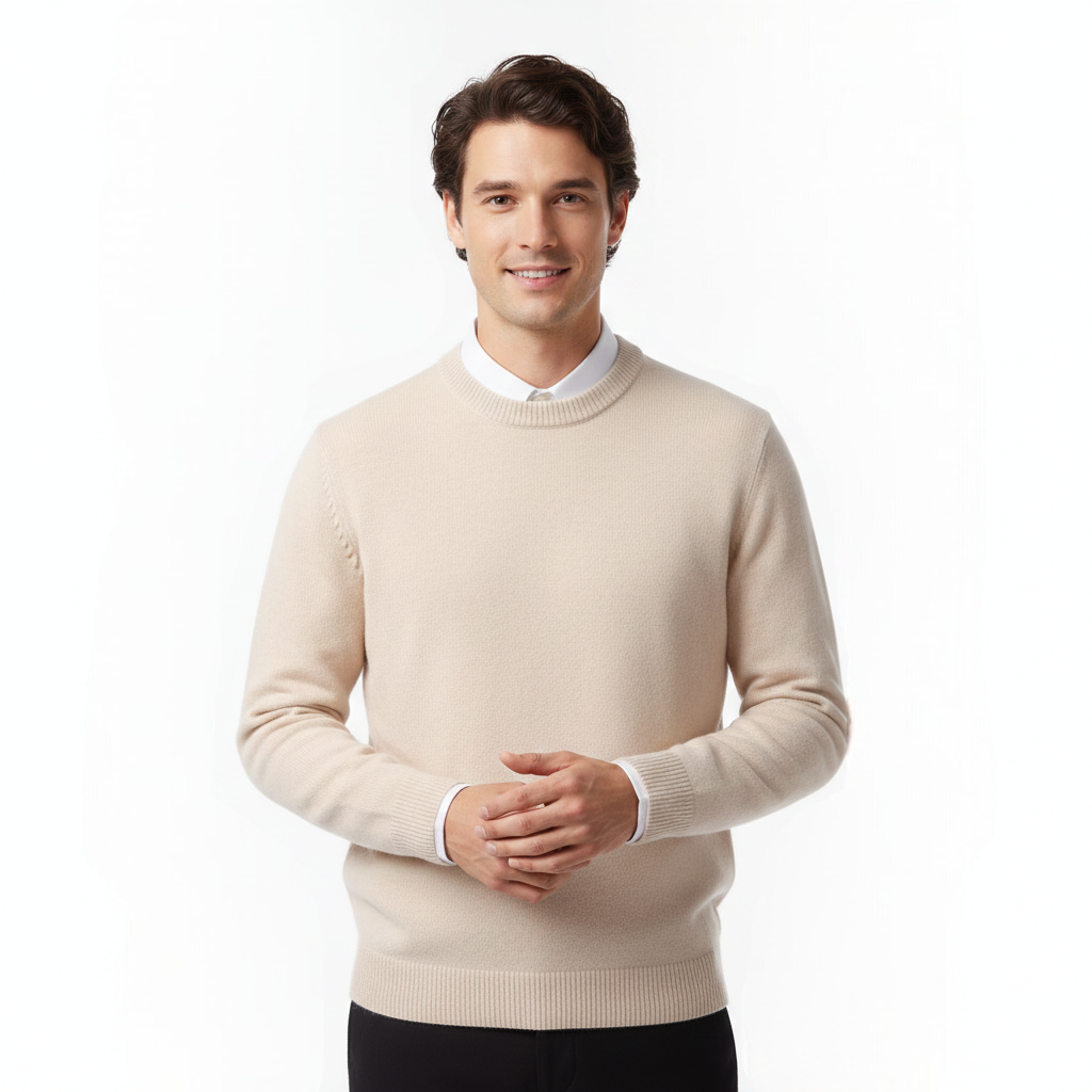 Cameron Pánský Svetr s Kulatým Výstřihem – Elegantní a Prodyšný Svetr z Prémiové Merino Vlny