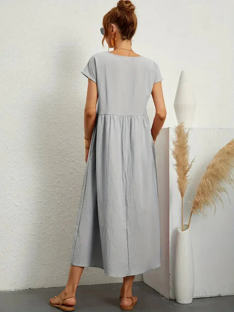Melody Robe Longue Femme – Robe d’Été Légère en Coton Mélangé avec Coupe Élégante & Style Intemporel