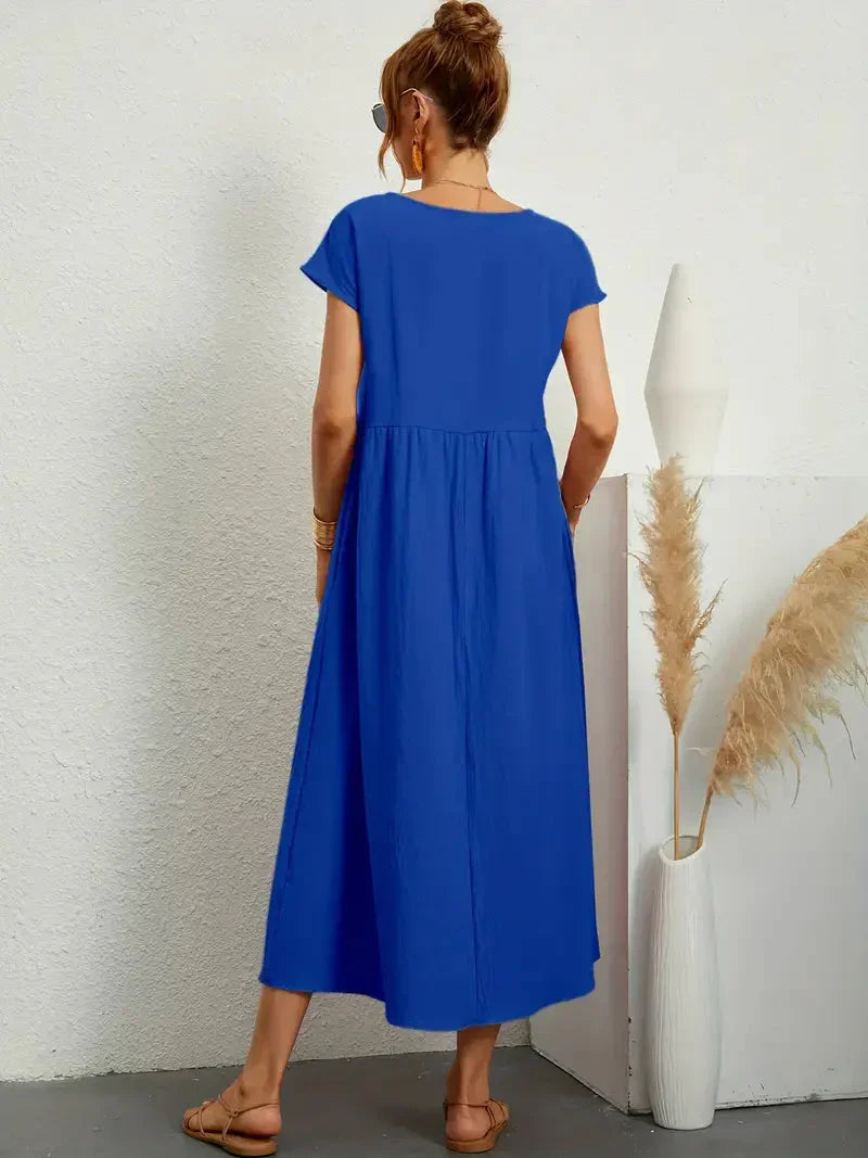 Melody Robe Longue Femme – Robe d’Été Légère en Coton Mélangé avec Coupe Élégante & Style Intemporel