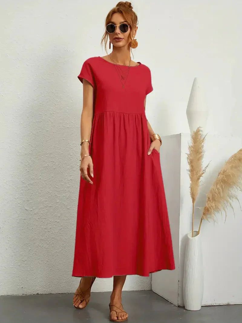 Melody Robe Longue Femme – Robe d’Été Légère en Coton Mélangé avec Coupe Élégante & Style Intemporel