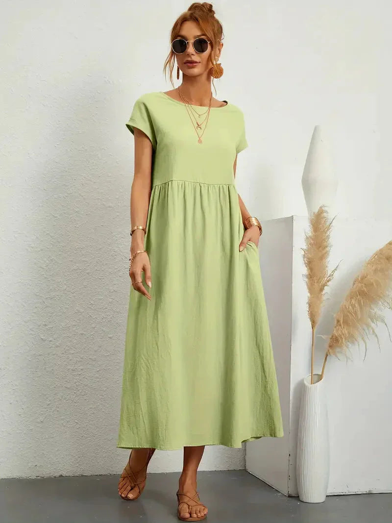 Melody Robe Longue Femme – Robe d’Été Légère en Coton Mélangé avec Coupe Élégante & Style Intemporel