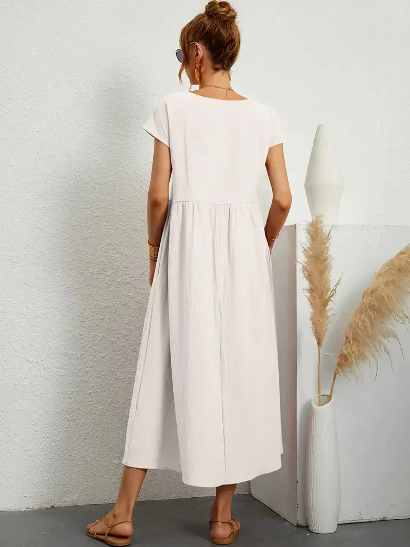 Melody Robe Longue Femme – Robe d’Été Légère en Coton Mélangé avec Coupe Élégante & Style Intemporel