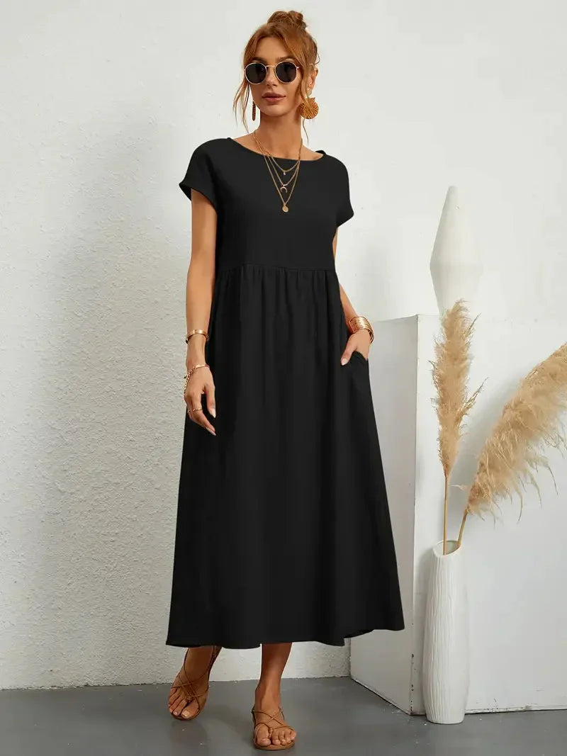 Melody Robe Longue Femme – Robe d’Été Légère en Coton Mélangé avec Coupe Élégante & Style Intemporel