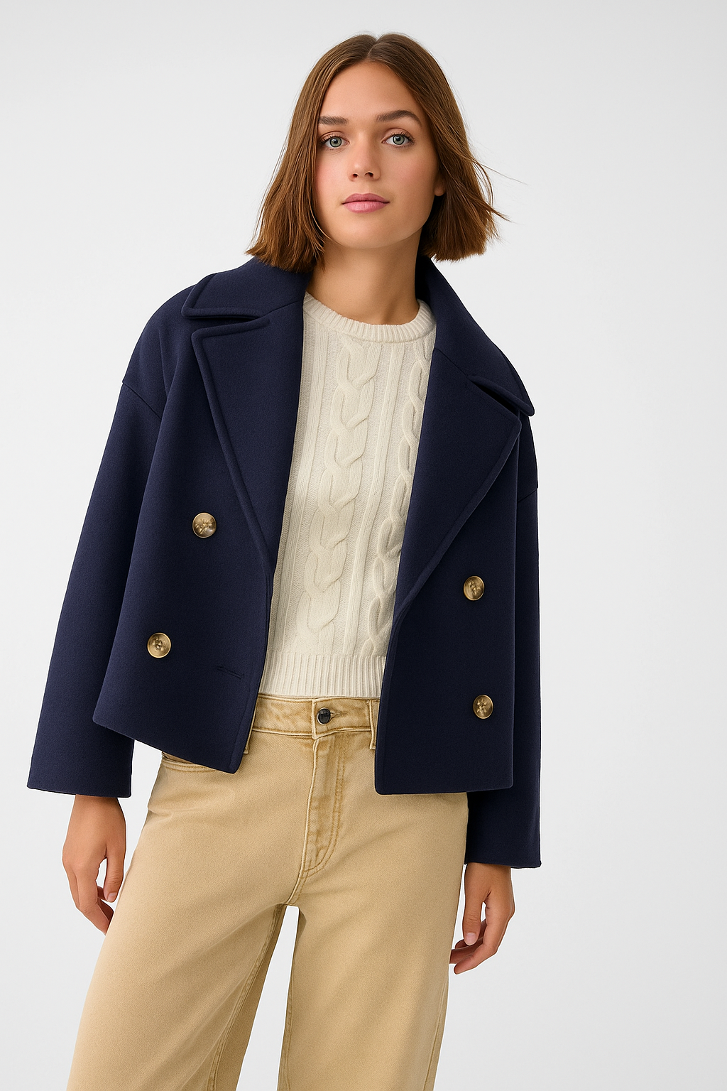 Noëlle Cappotto Corto Donna Doppio Petto – Lana Mista & Stile Elegante