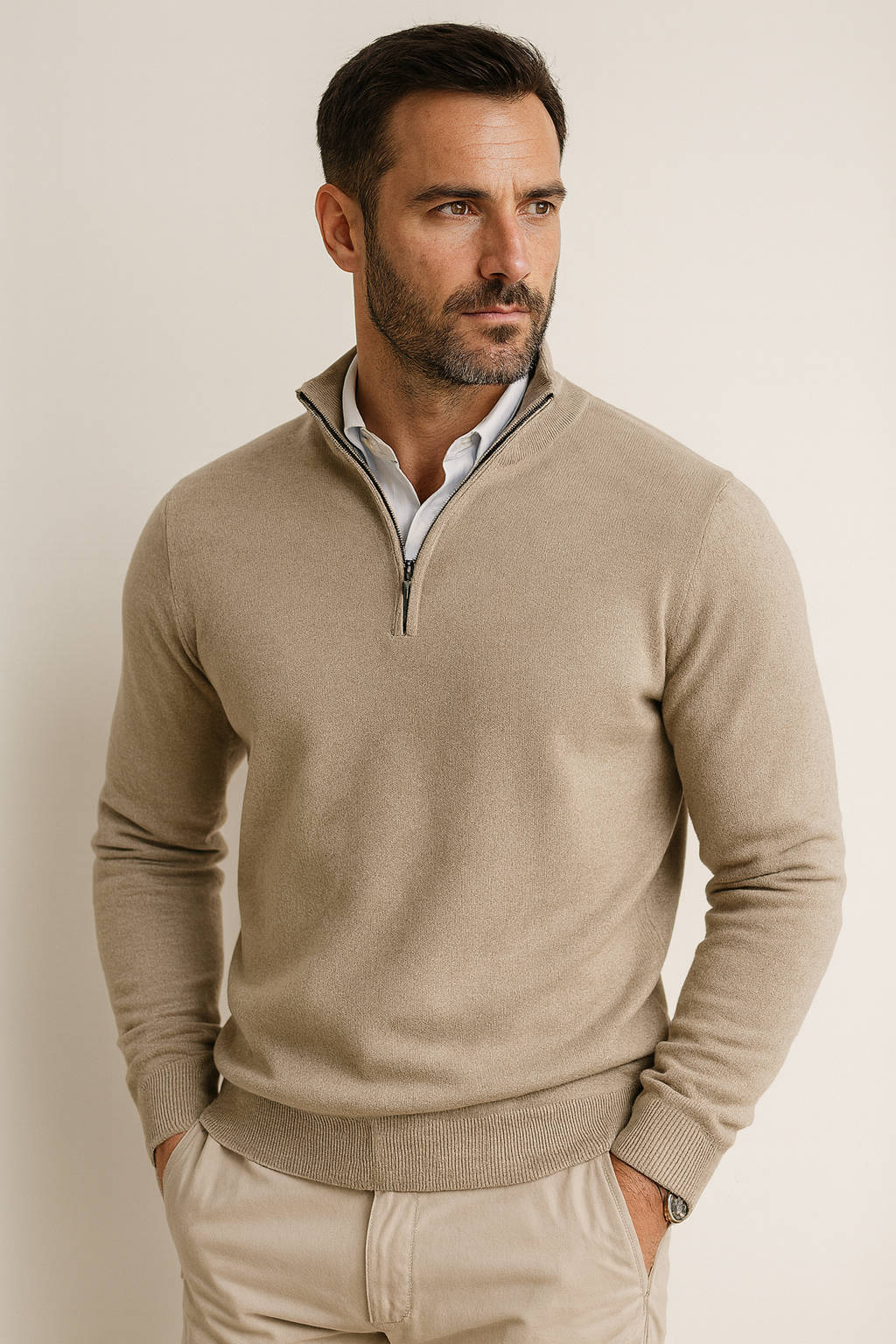 Zane Men's Zip-Up Mock Neck Sweater – Soft Cotton Blend Knit with Modern Fit & All-Season Comfort