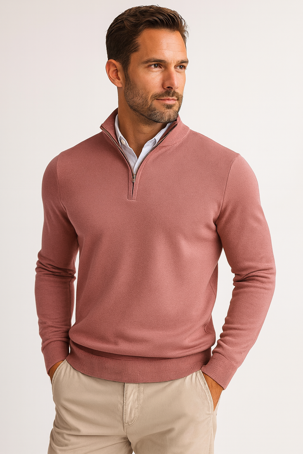 Zane Men's Zip-Up Mock Neck Sweater – Soft Cotton Blend Knit with Modern Fit & All-Season Comfort