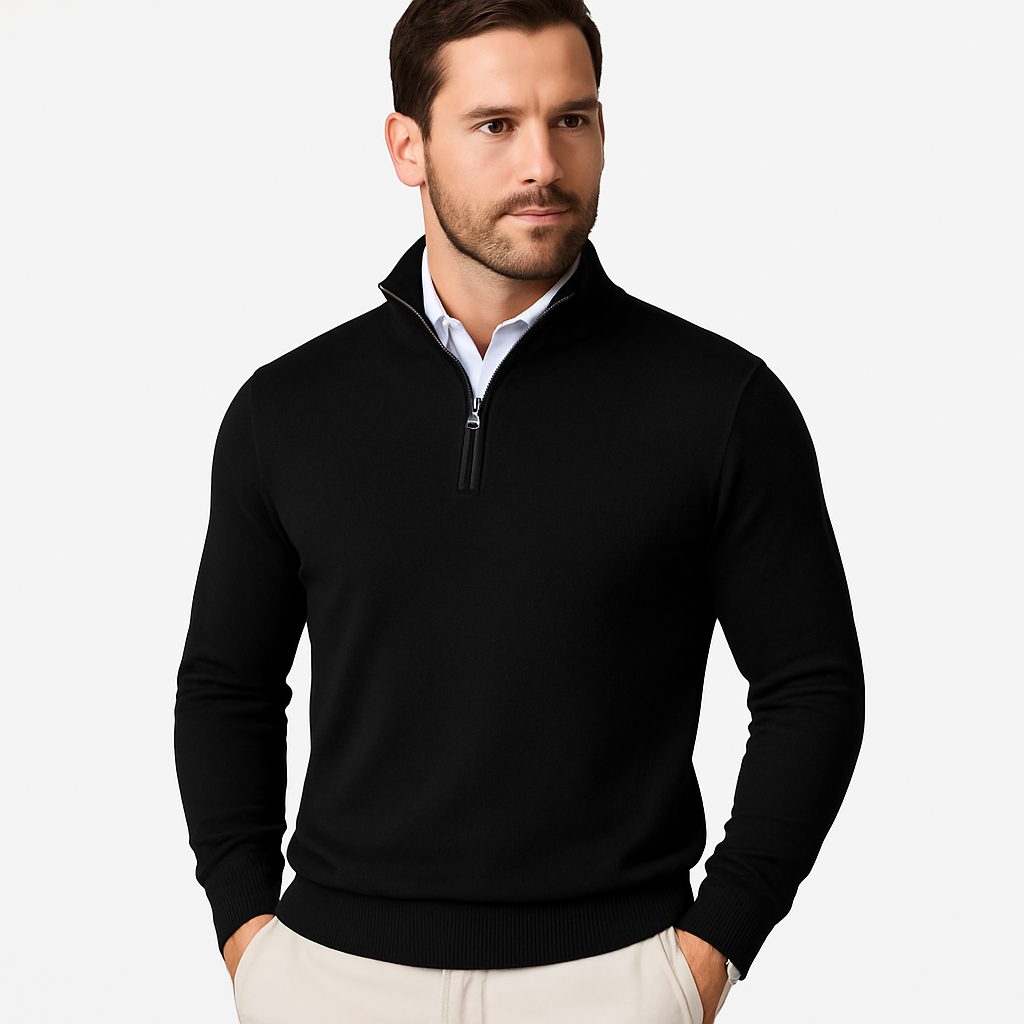 Zane Men's Zip-Up Mock Neck Sweater – Soft Cotton Blend Knit with Modern Fit & All-Season Comfort