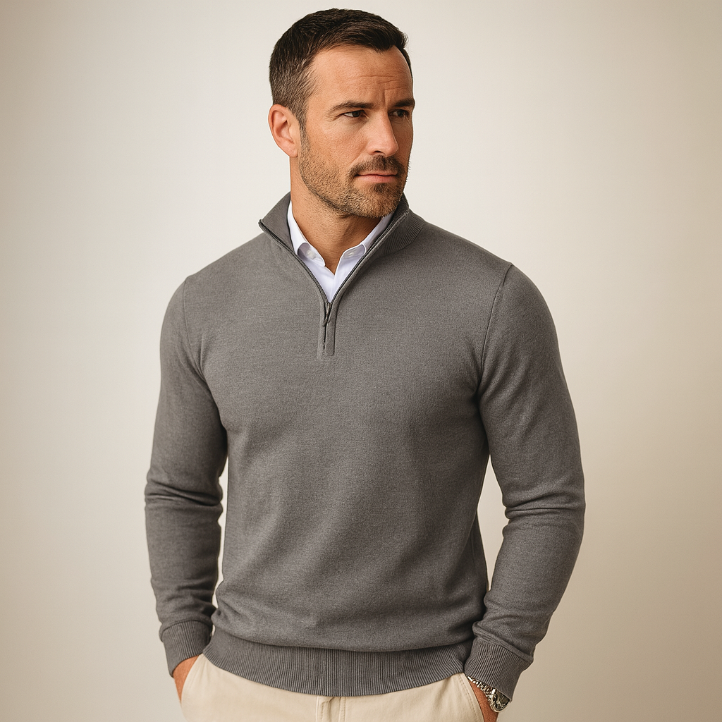 Zane Men's Zip-Up Mock Neck Sweater – Soft Cotton Blend Knit with Modern Fit & All-Season Comfort