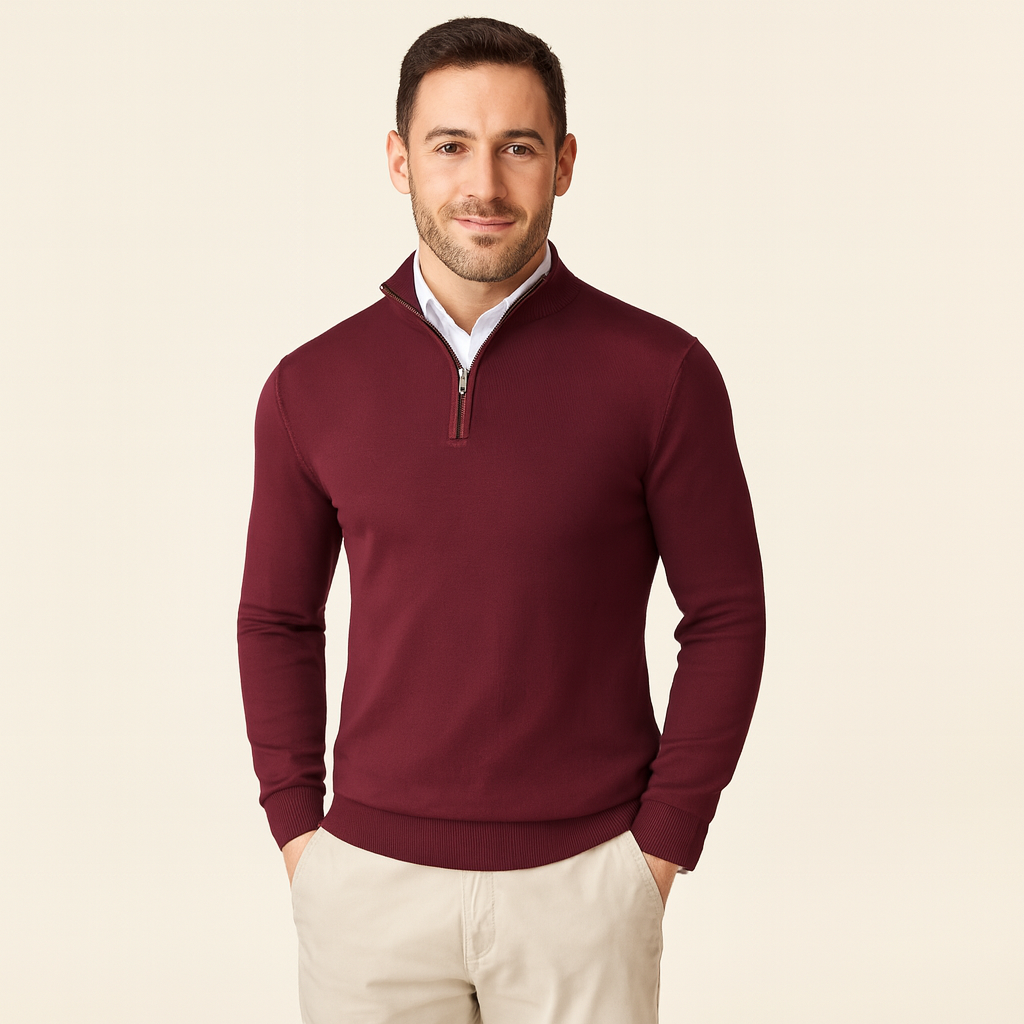 Zane Men's Zip-Up Mock Neck Sweater – Soft Cotton Blend Knit with Modern Fit & All-Season Comfort
