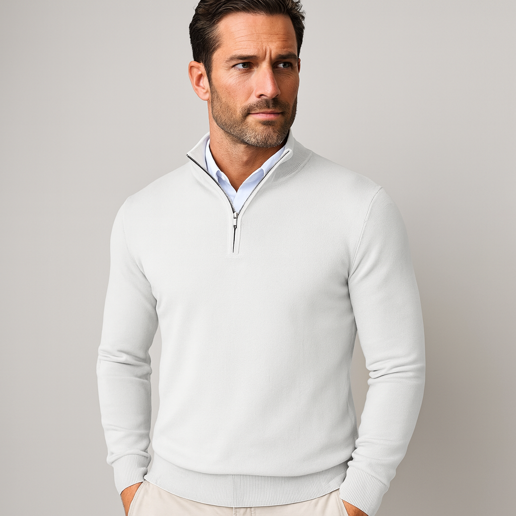 Zane Men's Zip-Up Mock Neck Sweater – Soft Cotton Blend Knit with Modern Fit & All-Season Comfort