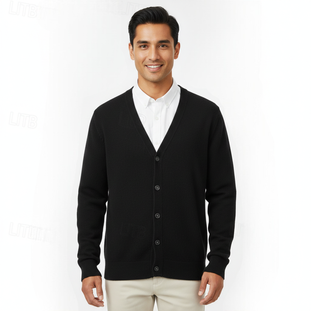 Cliff Cardigan Herre V-hals – Knappet, Regular pasform & Elegant klassisk stil