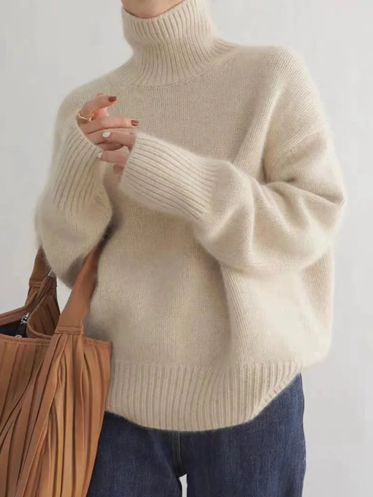 Lynn Pull Femme – Col Roulé en Laine Douce & Élégant pour Look Chic d’Hiver
