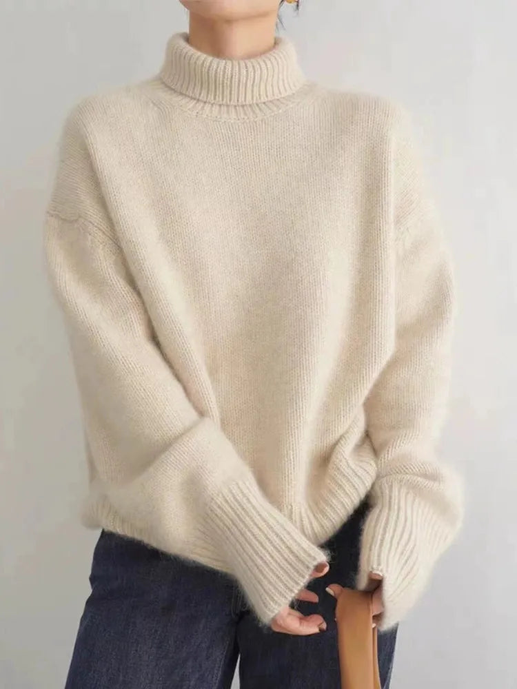 Lynn Pull Femme – Col Roulé en Laine Douce & Élégant pour Look Chic d’Hiver